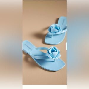 Jeffery Campbell sz 10 flip flops Blue Flower Sandals nwt